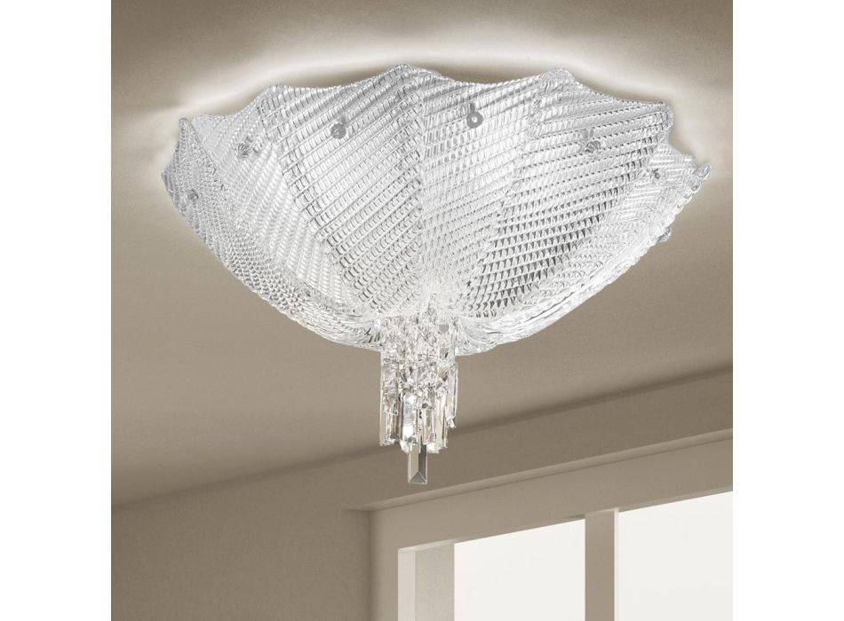 Handgemaakte Venetiaans glas en metalen plafondlamp Made in Italy - Fabiana Viadurini
