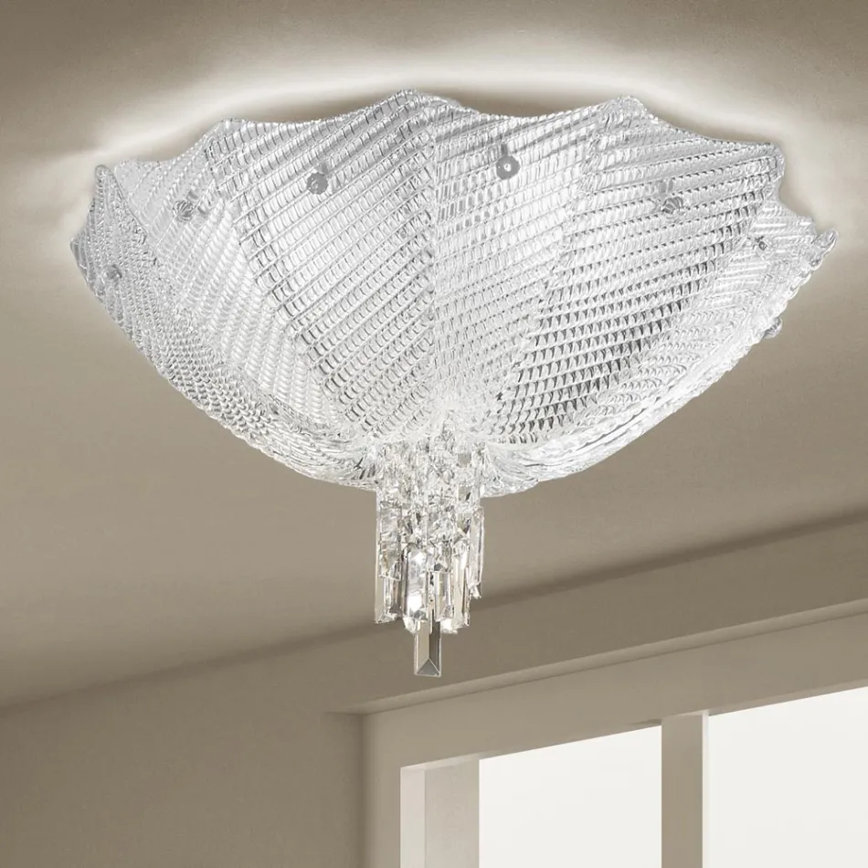 Handgemaakte Venetiaans glas en metalen plafondlamp Made in Italy - Fabiana Viadurini