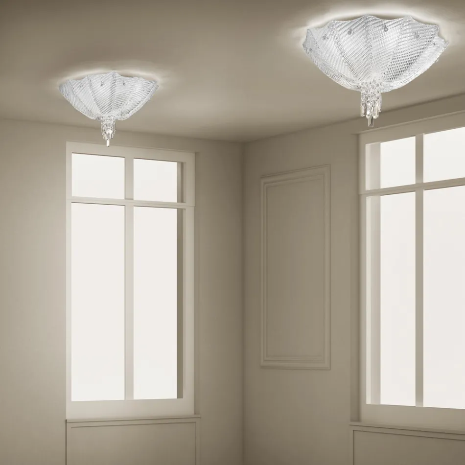 Handgemaakte Venetiaans glas en metalen plafondlamp Made in Italy - Fabiana Viadurini