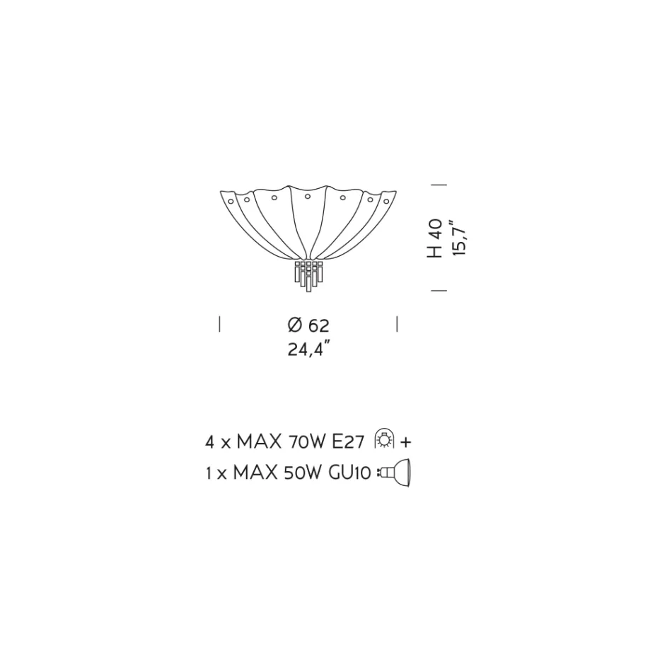 Handgemaakte Venetiaans glas en metalen plafondlamp Made in Italy - Fabiana Viadurini