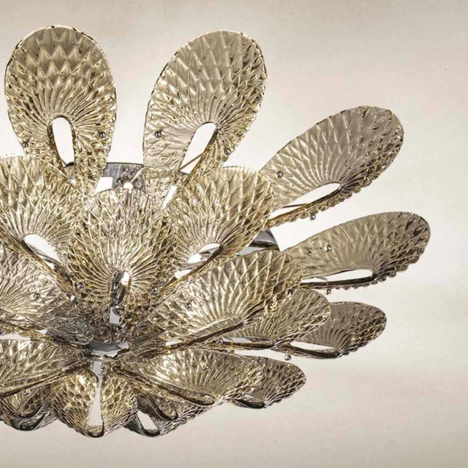 Ambachtelijke plafondlamp in gerookt Venetiaans glas, gemaakt in Italië - Minos Viadurini