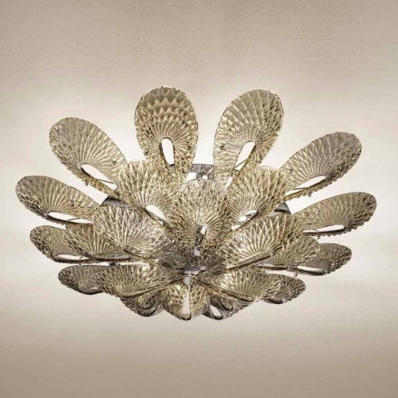 Ambachtelijke plafondlamp in gerookt Venetiaans glas, gemaakt in Italië - Minos Viadurini