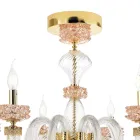 Klassieke plafondlamp 8 lichts in Italiaans luxe handgemaakt glas - Saline Viadurini