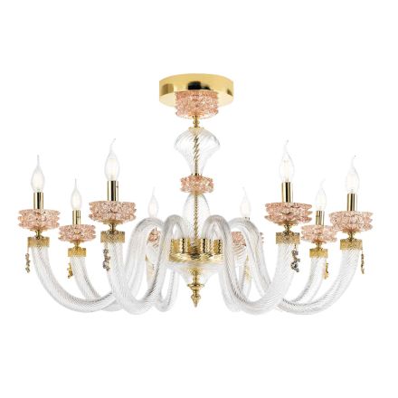 Klassieke plafondlamp 8 lichts in Italiaans luxe handgemaakt glas - Saline Viadurini