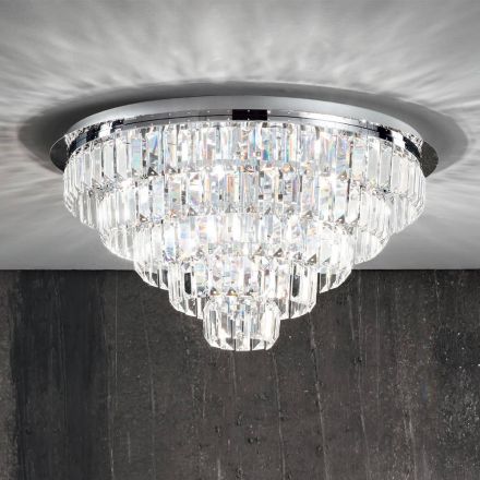 Klassieke plafondlamp in zilver metaal en kristallen hangers - Jerome Viadurini
