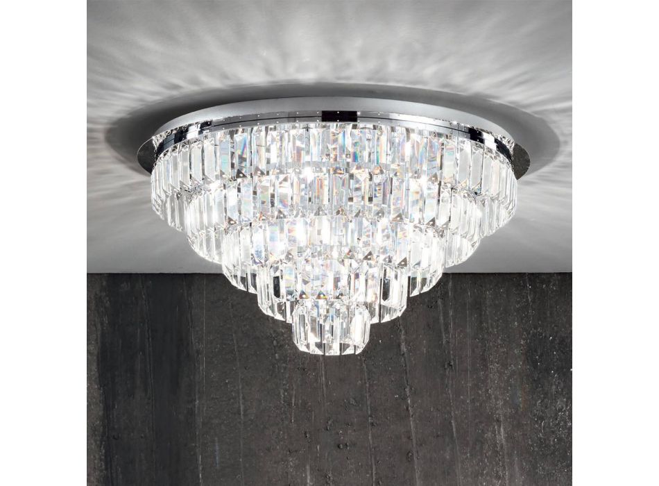 Klassieke plafondlamp in zilver metaal en kristallen hangers - Jerome Viadurini