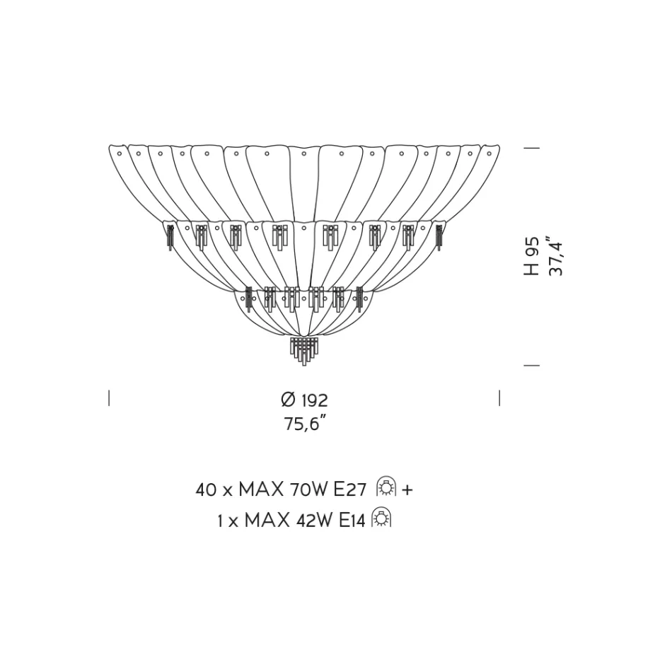 Klassieke plafondlamp in Venetië glas en metaal Made in Italy - Fabiana Viadurini