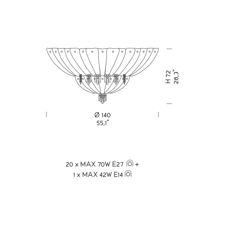 Klassieke plafondlamp in Venetië glas en metaal Made in Italy - Fabiana Viadurini