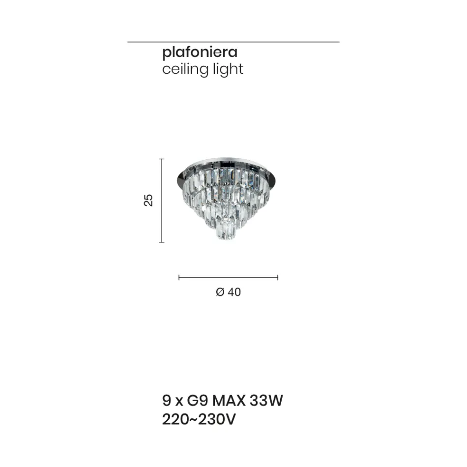 Klassieke gouden metalen plafondlamp en luxe kristallen hangers - Jerome Viadurini