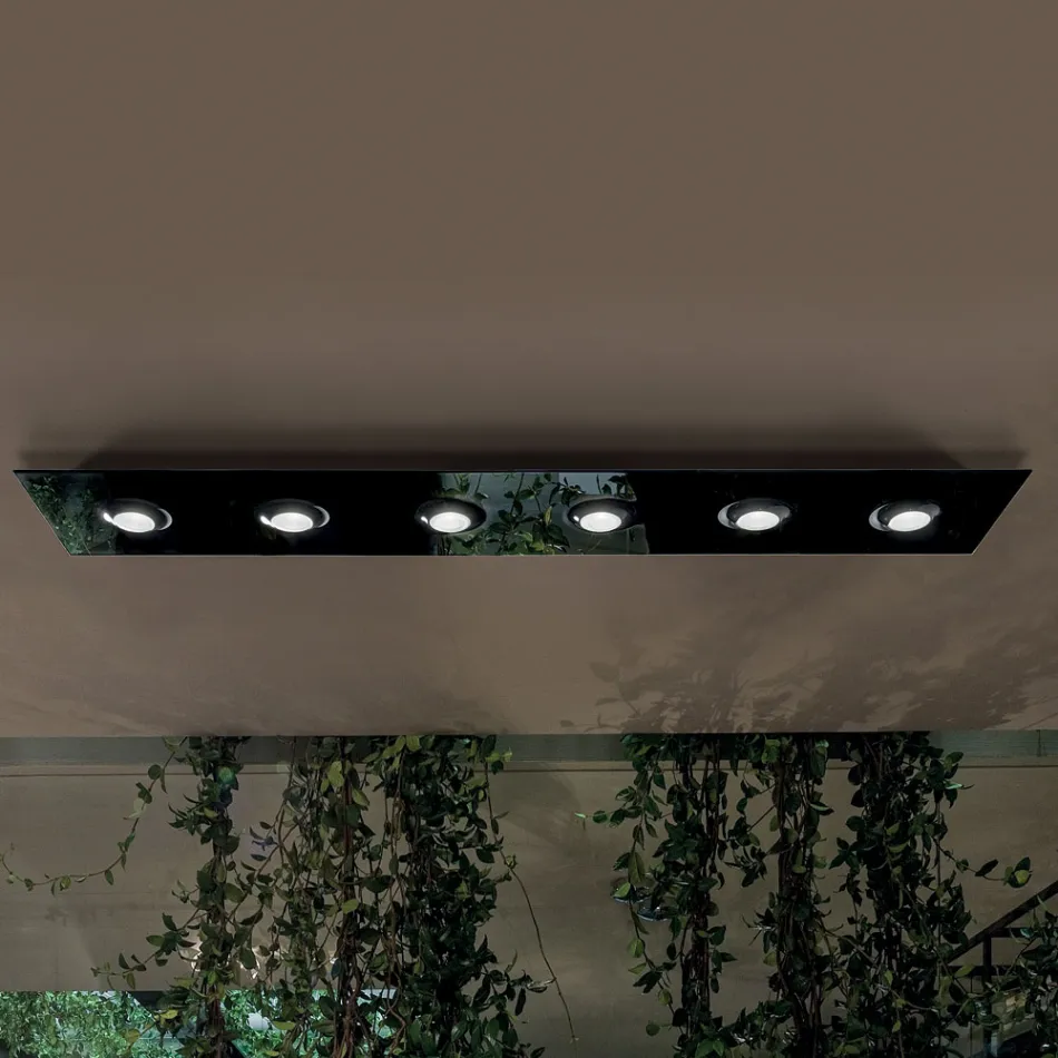 Plafondlamp met vlakke glasplaat met verlagingen - Kora Viadurini