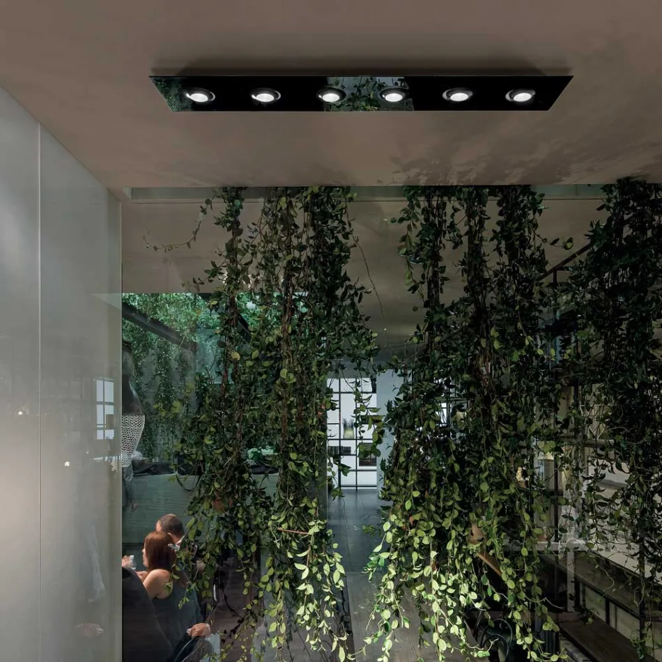 Plafondlamp met vlakke glasplaat met verlagingen - Kora Viadurini