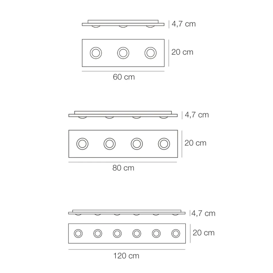 Plafondlamp met vlakke glasplaat met verlagingen - Kora Viadurini