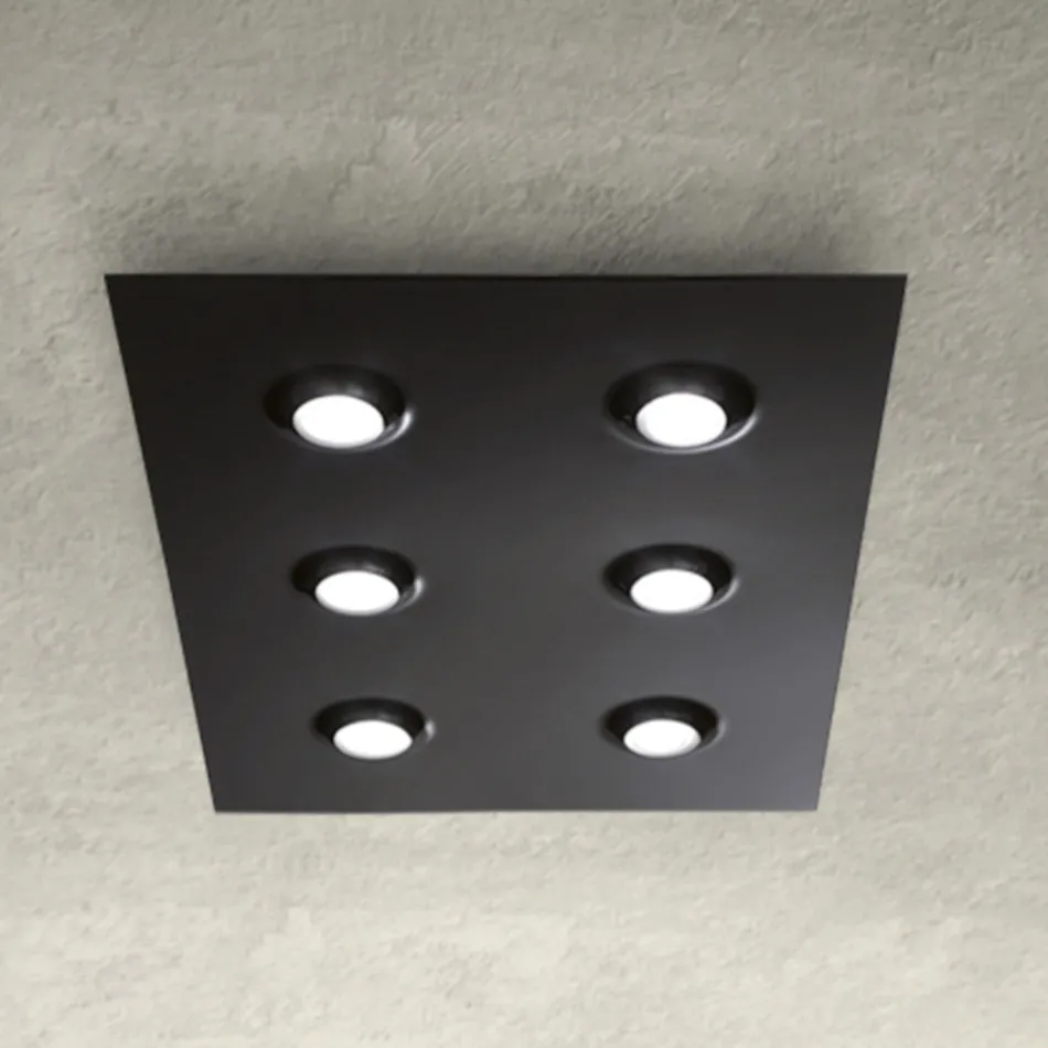 Plafondlamp met vlakke glasplaat met neerlaatbaar frame, gemaakt in Italië - Kora Viadurini