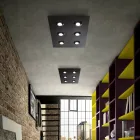 Plafondlamp met vlakke glasplaat met neerlaatbaar frame, gemaakt in Italië - Kora Viadurini