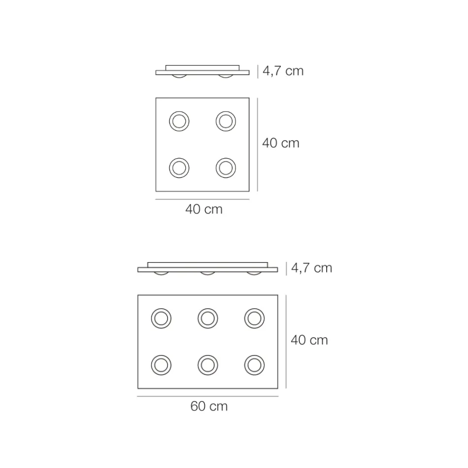 Plafondlamp met vlakke glasplaat met neerlaatbaar frame, gemaakt in Italië - Kora Viadurini