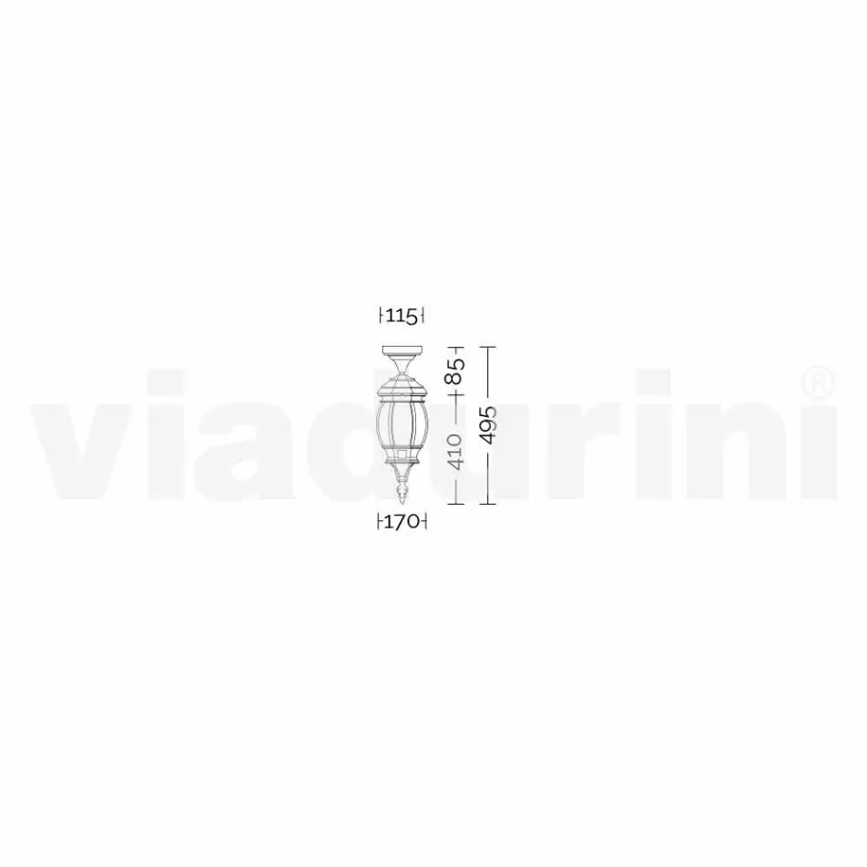 Plafondlamp voor buiten van gegoten aluminium gemaakt in Italië, Anika Viadurini