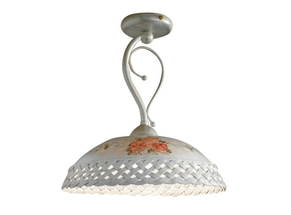 Geperforeerde en gedecoreerde handgemaakte keramische haakplafondlamp - Verona Viadurini
