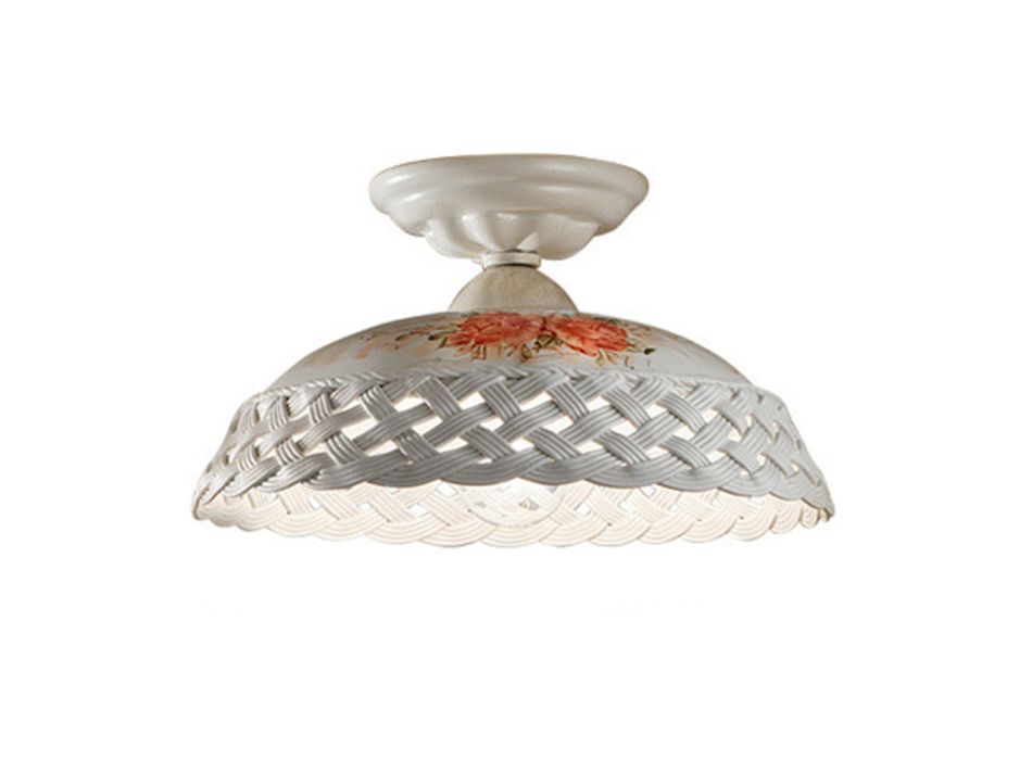 Geperforeerde handgemaakte keramische plafondlamp en beschilderde decoraties - Verona Viadurini