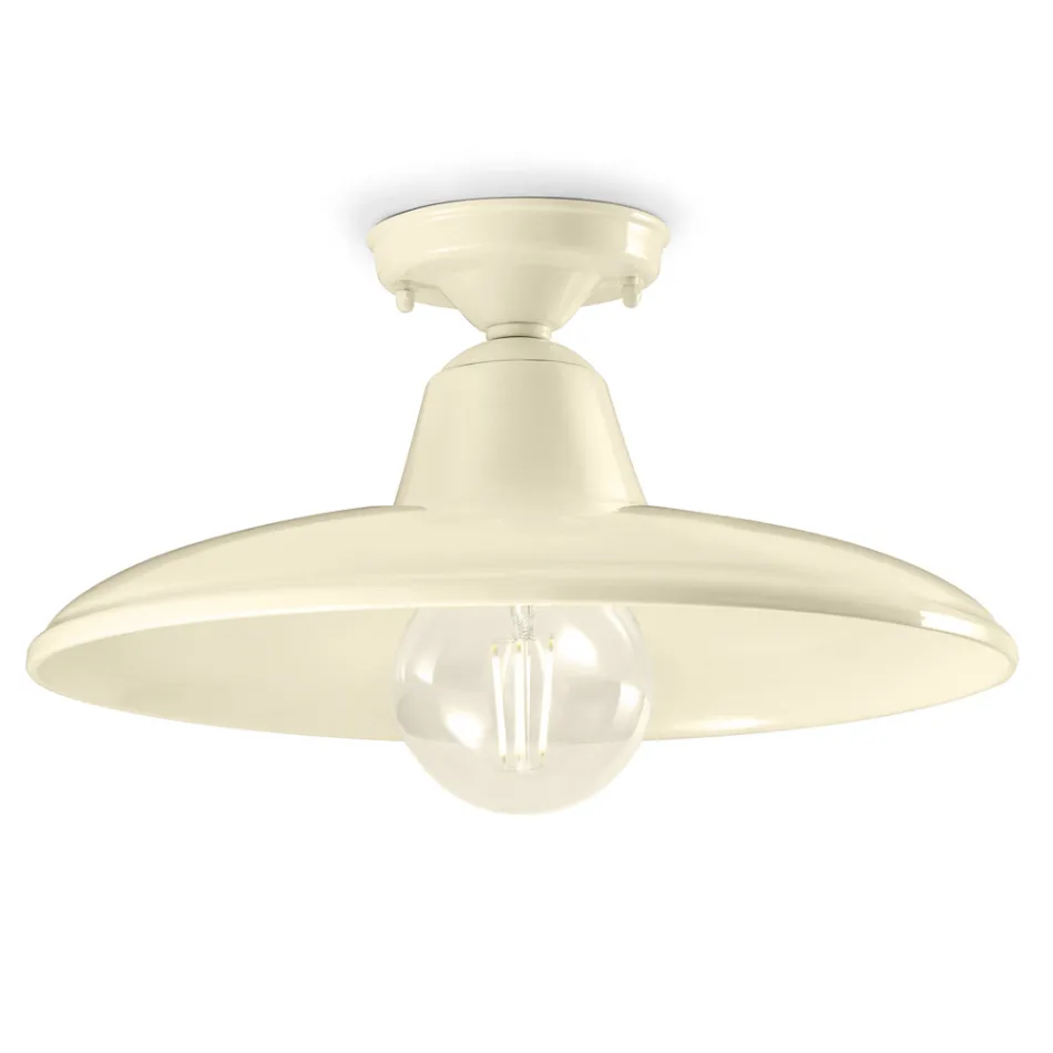 Plafondlamp in zwart of wit keramiek en industrieel vintage ijzer - Bew Viadurini