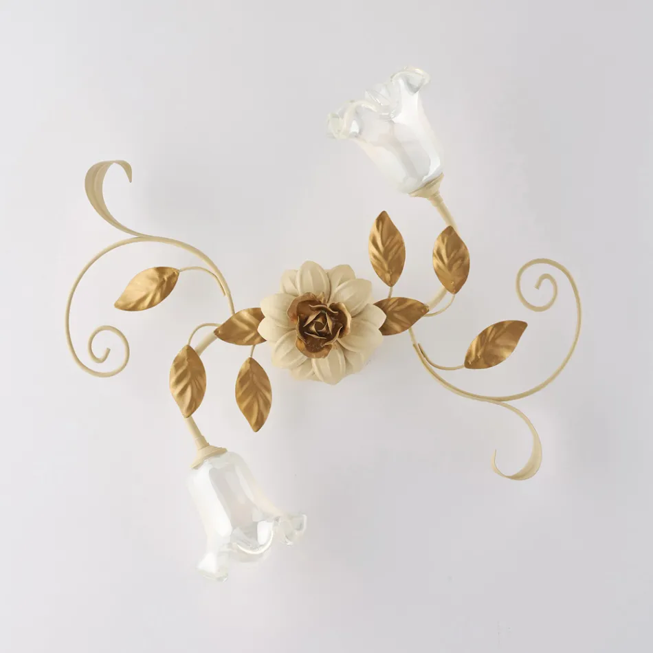 Plafondlamp van ivoorkleurig gelakt ijzer, gemaakt in Italië, voor interieurdecoratie - Marrakech Viadurini