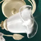 Plafondlamp van ijzer, gezandstraald glas en rozen van keramiek decoratie - Siena Viadurini