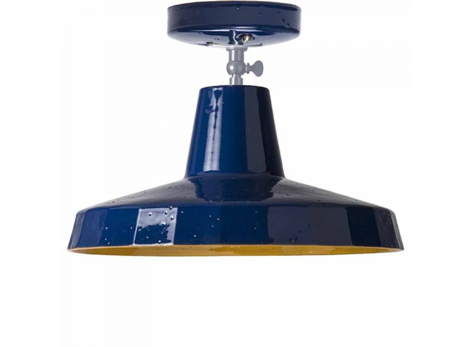 Plafondlamp in Toscaanse majolica en koper, 30 cm, Rossi - Toscot Viadurini