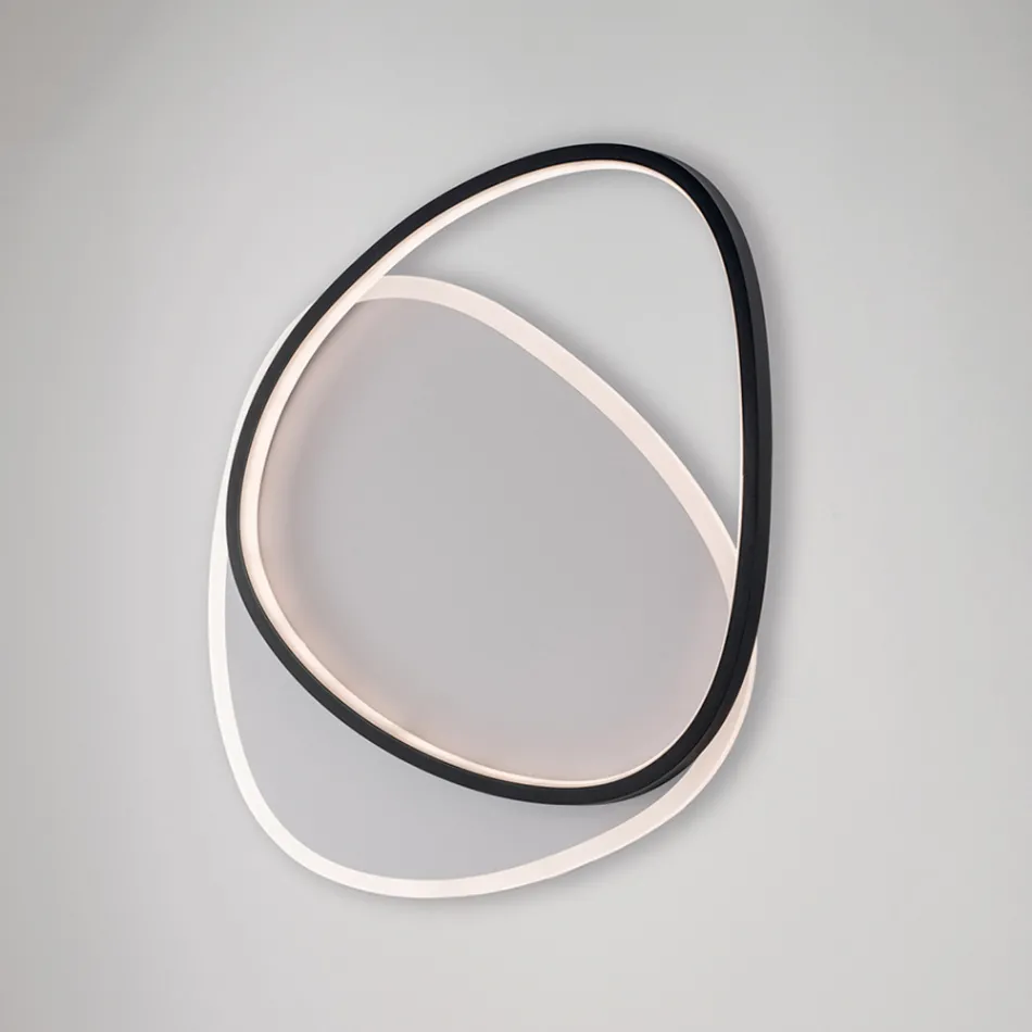 Ophiuchus zwart-witte LED metalen plafondlamp voor binnenverlichting Viadurini