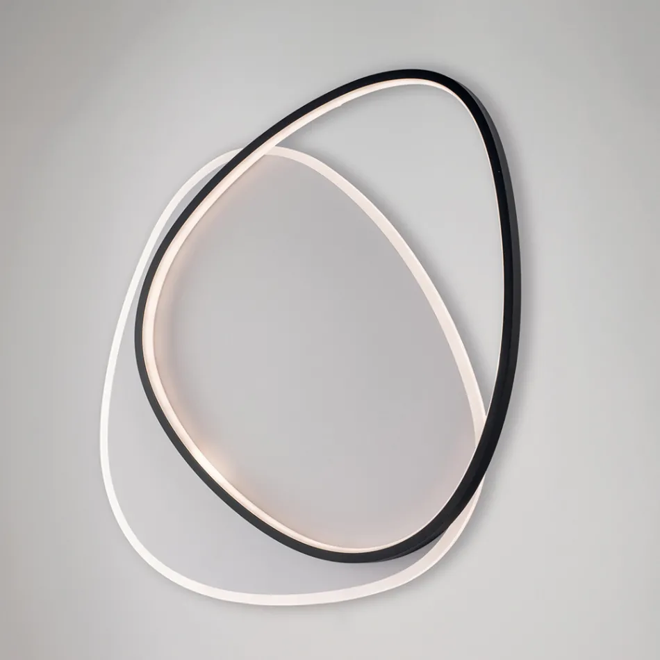 Ophiuchus zwart-witte LED metalen plafondlamp voor binnenverlichting Viadurini