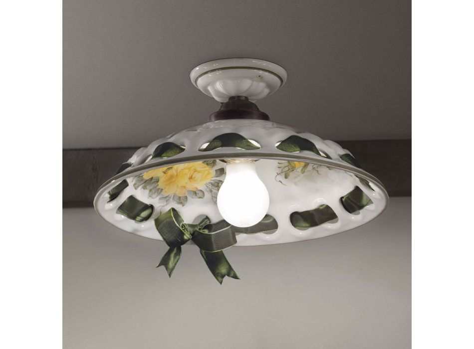 Handgemaakte metalen en keramische plafondlamp met Passanastri - Napels Viadurini