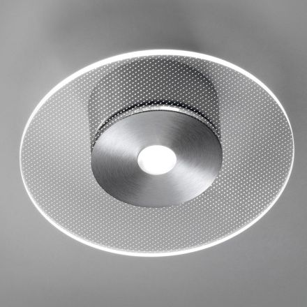 Metalen plafondlamp met micro-gestippelde plexiglas diffuser - Nora Viadurini