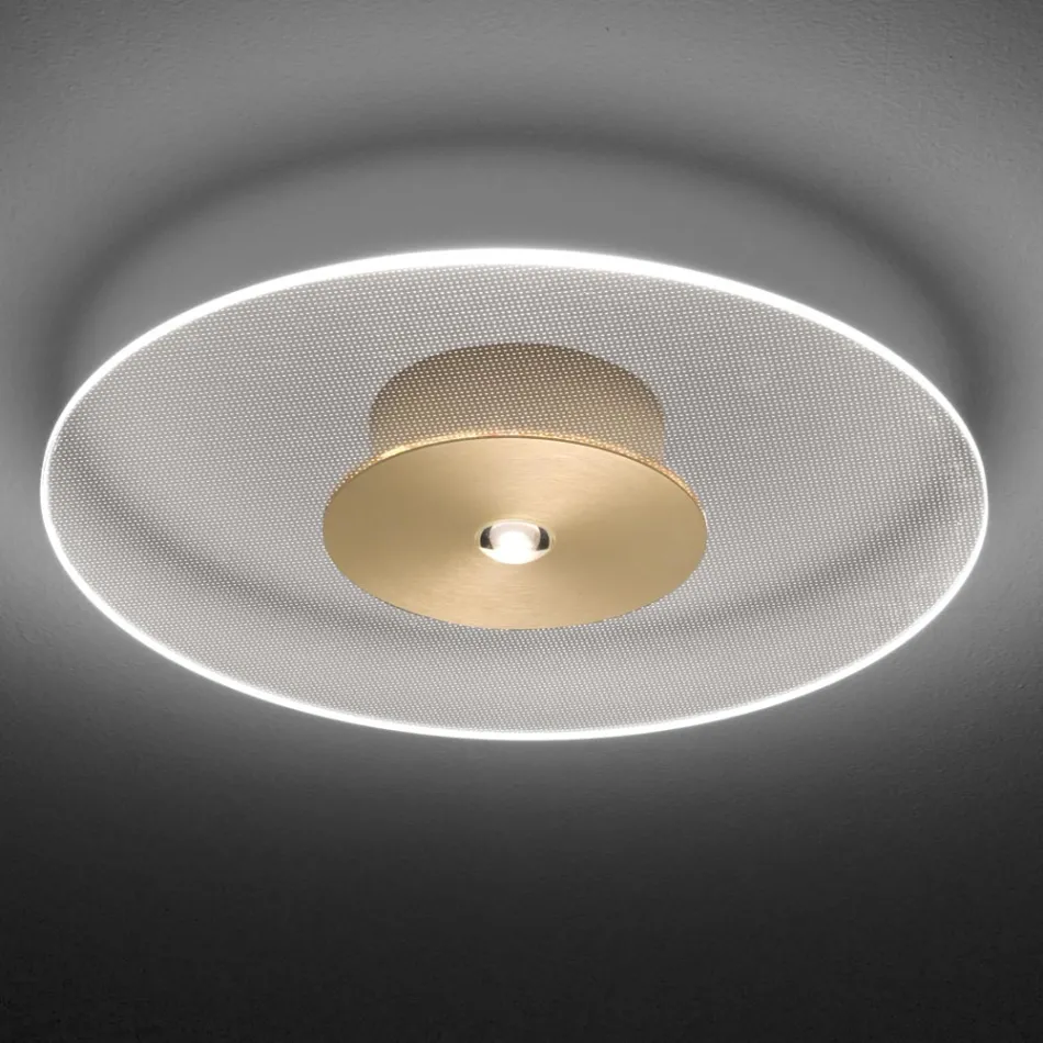 Metalen plafondlamp met micro-gestippelde plexiglas diffuser - Nora Viadurini