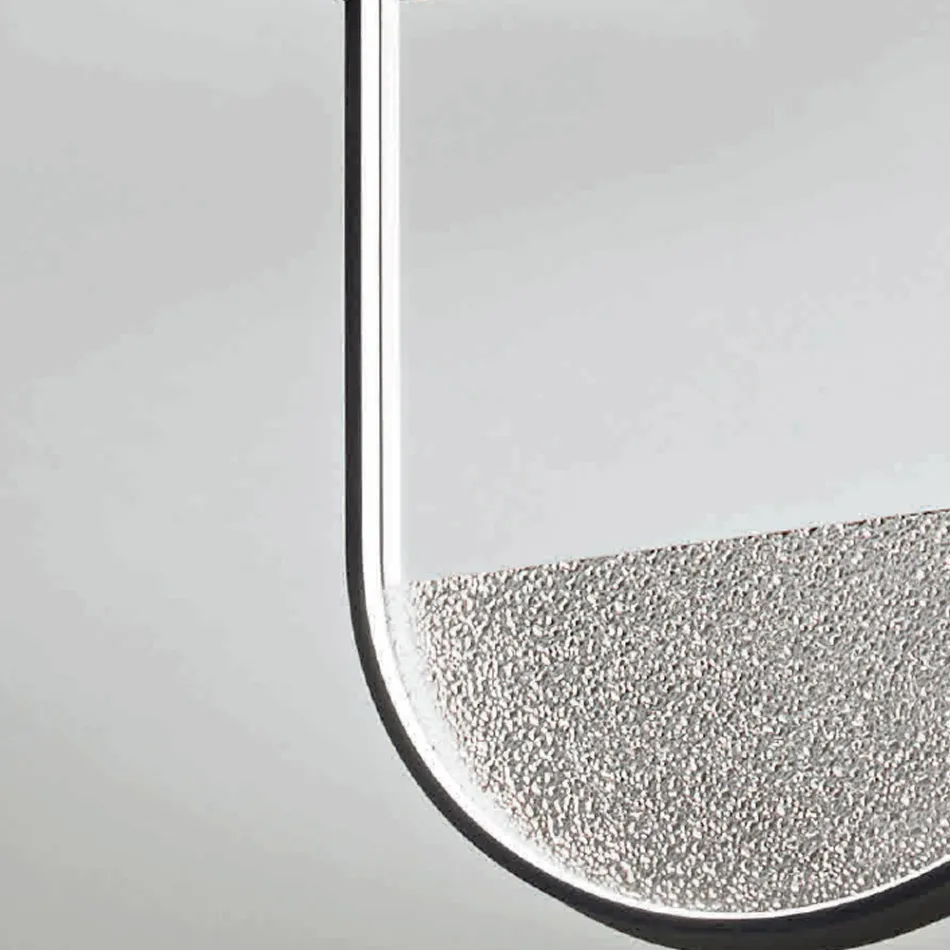 Plafondlamp van gelakt metaal en uitneembaar inzetstuk van gegranuleerd glas - Catalpa Viadurini