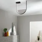 Plafondlamp van gelakt metaal en uitneembaar inzetstuk van gegranuleerd glas - Catalpa Viadurini