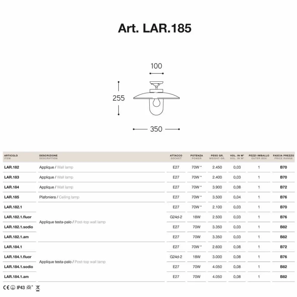 messing plafond, Aldo Bernardi Nabucco koper en glas Viadurini