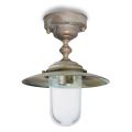 Vintage messing buitenplafondlamp, helder glas IP44 - Elfico