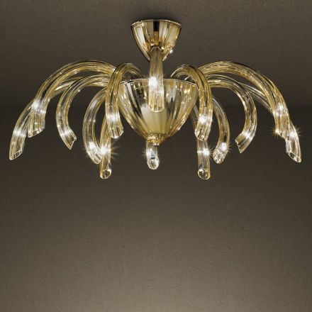 Venetiaans glas en metalen plafondlamp handgemaakt in Italië - Jason Viadurini