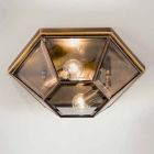 Vintage gepolijst messing en glazen plafondlamp 2 maten - Hardcover door Il Fanale Viadurini