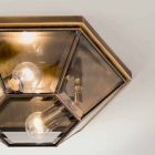 Vintage gepolijst messing en glazen plafondlamp 2 maten - Hardcover door Il Fanale Viadurini