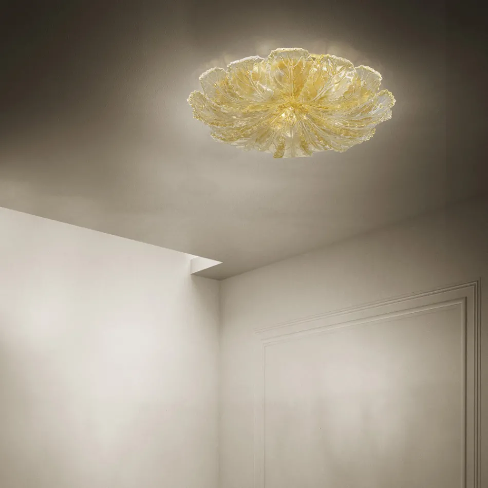 Plafondlamp van Venetiaans glas en wit metaal Made in Italy - Artemide Viadurini