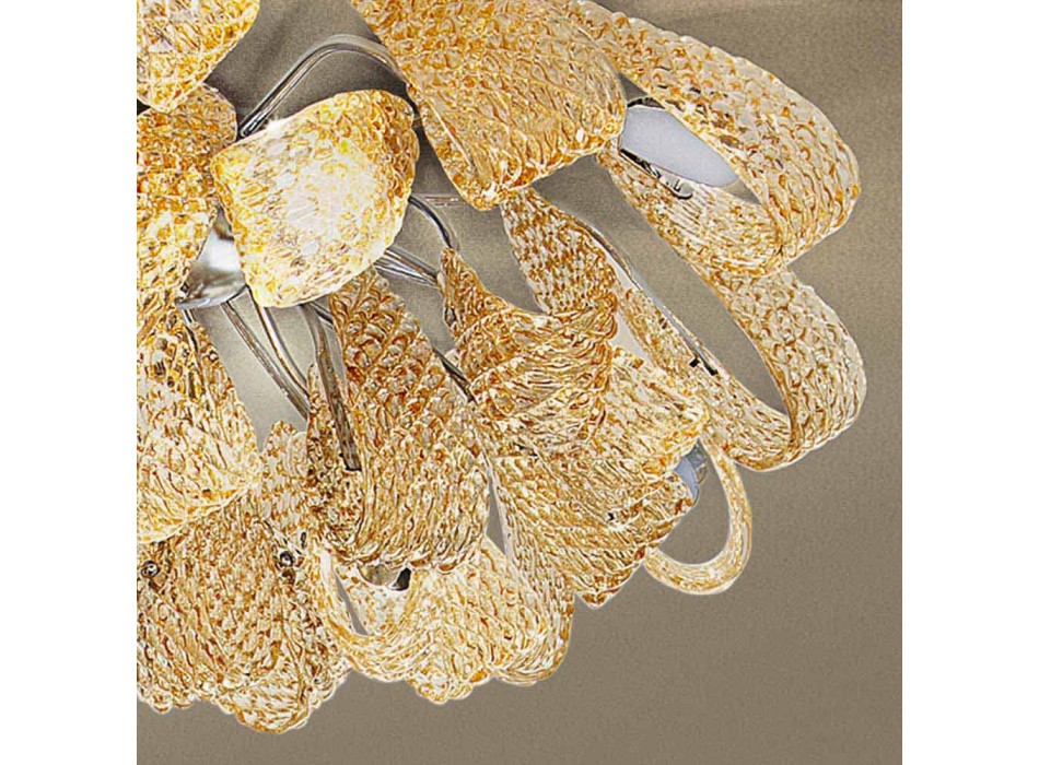 Venetiaans glas en metalen plafondlamp, handgemaakt in Italië - Diamonique Viadurini