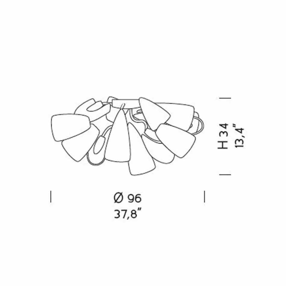 Venetiaans glas en metalen plafondlamp, handgemaakt in Italië - Diamonique Viadurini