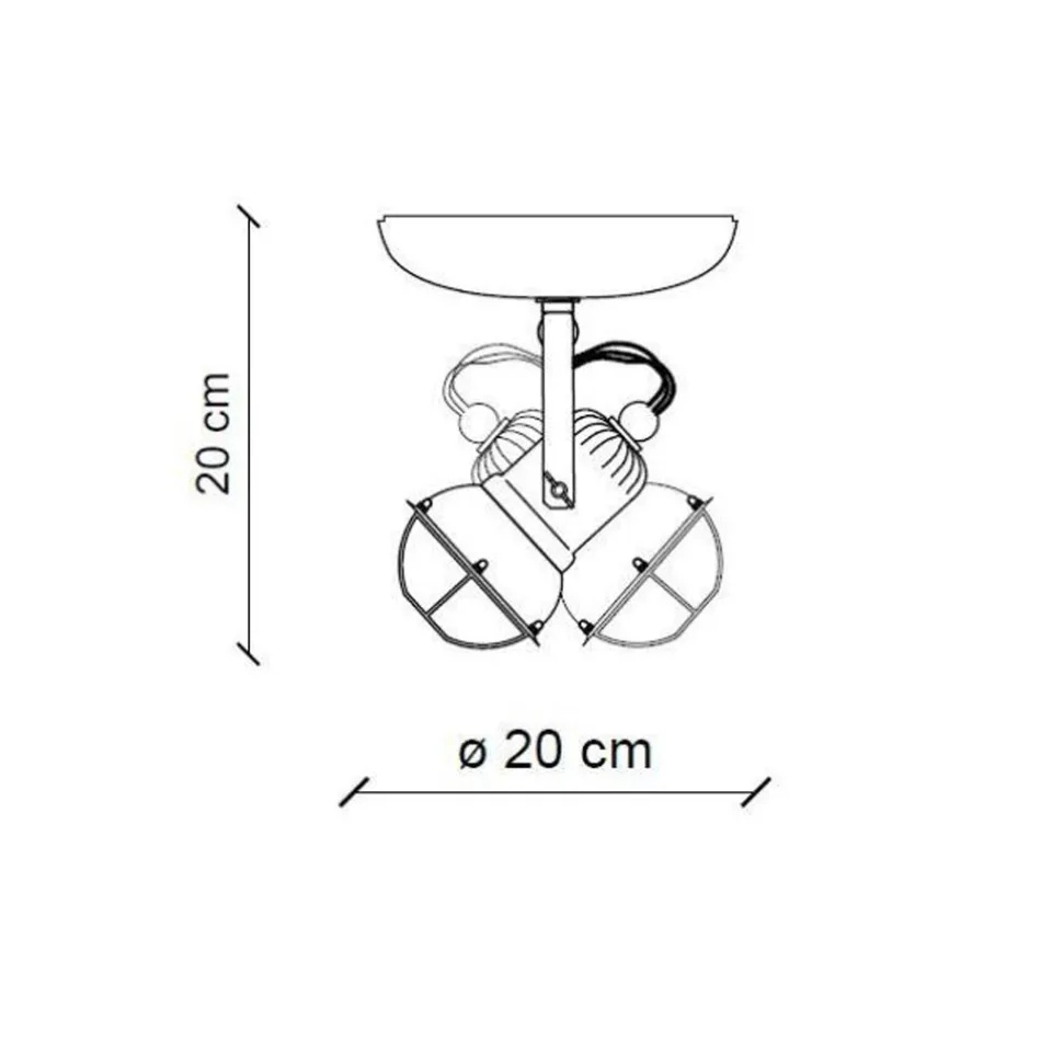 Industriële plafondlamp 2 spots van ijzer en handgemaakt keramiek - Loft Viadurini