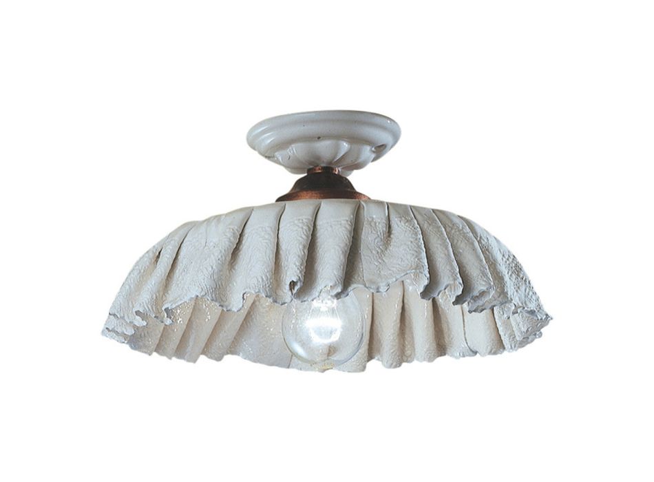 Handgemaakte keramische plafondlamp met stof en metaaleffect - Modena Viadurini