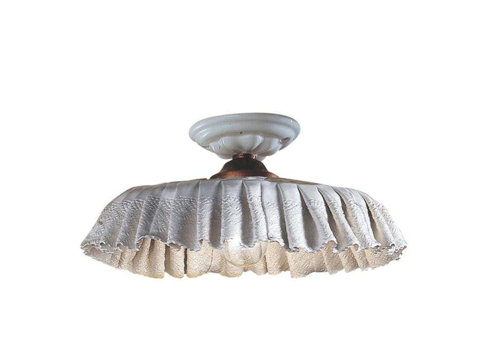 Handgemaakte keramische plafondlamp met stof en metaaleffect - Modena Viadurini