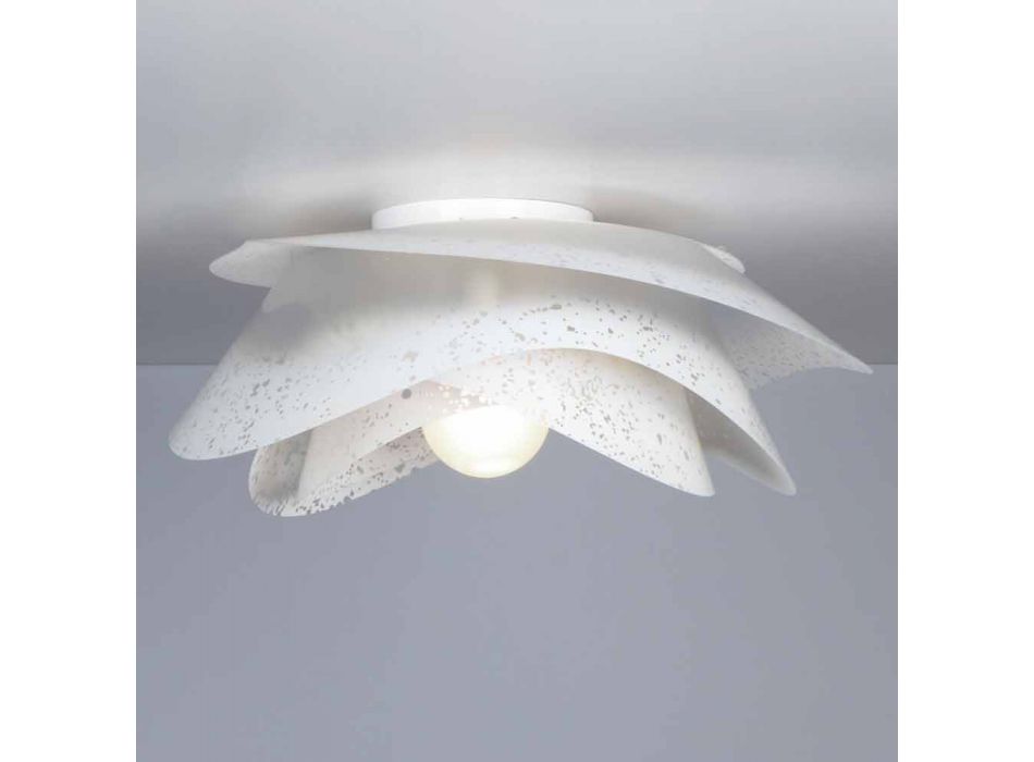 Hedendaagse plafondlamp met schaduw van witte corolla diam. 40 cm, Antalya Viadurini