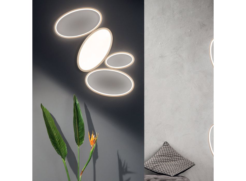 Moderne dimbare LED-plafondlamp in wit of goudkleurig metaal - Raissa Viadurini