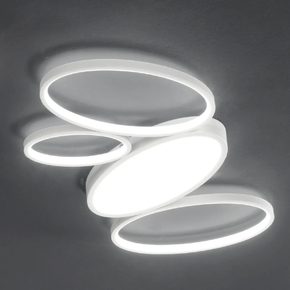 Moderne dimbare LED-plafondlamp in wit of goudkleurig metaal - Raissa Viadurini