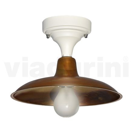 Vintage buitenplafondlamp van aluminium en messing Made in Italy - Adela Viadurini