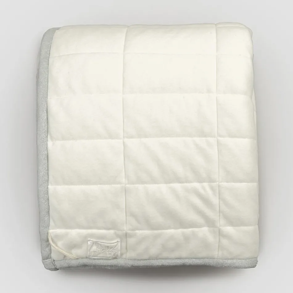 Plaid van katoensatijn en chenille met lurex, krijt of retro rand - Tortoro Viadurini