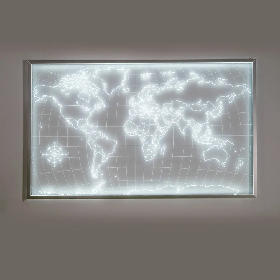 Amaris verlichte wandplanisfeer, gemaakt van plexiglas, vervaardigd in Italië. Viadurini